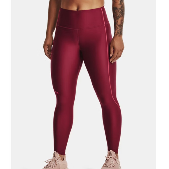 Under Armour NWT Heat Gear No Slip Compression Leggings Womens Size M Ankle Red - Picture 3 of 6